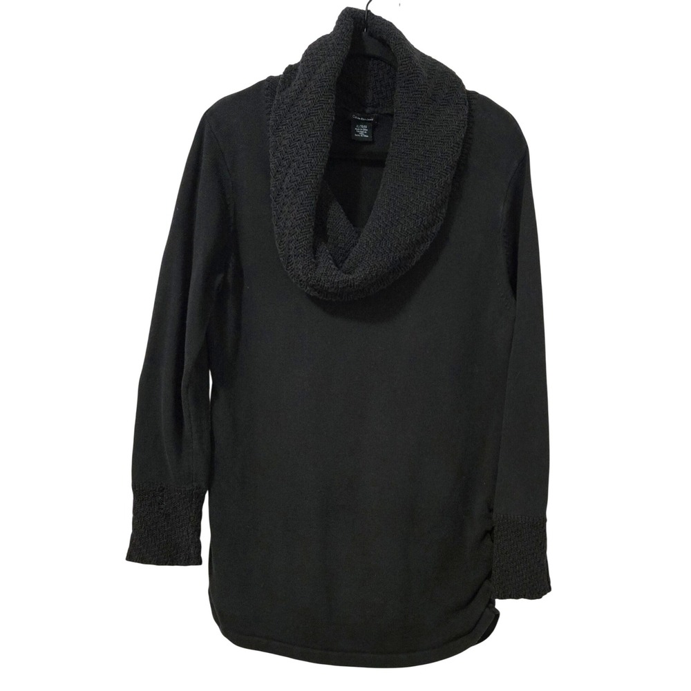 Calvin Klein Jeans Womens XL Black Cowl Neck Cotton Knit Ruched Side Sweater